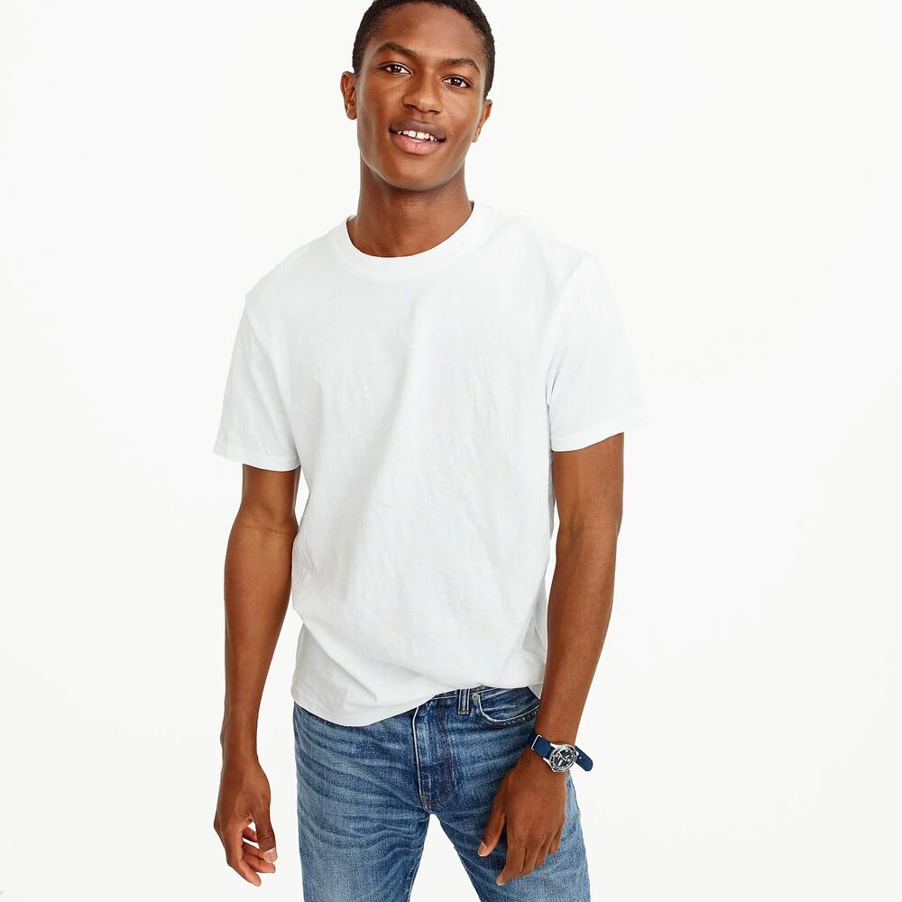 J.Crew Broken In Crew Neck T-Shirt Mens 3XL White Short Sleeve Cotton Pullover